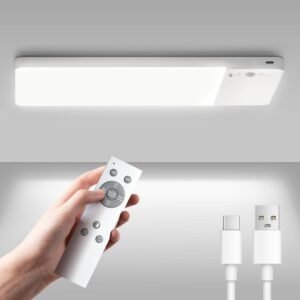 Rechargeable Motion Sensor Light,Battery Operated Ceiling Light with Remote 3 Color Dimmable 12000mAh Wireless Under Cabinet Lighting,1200LM Magnetic Wall Light Indoor for Shower Pantry Hallway Garage