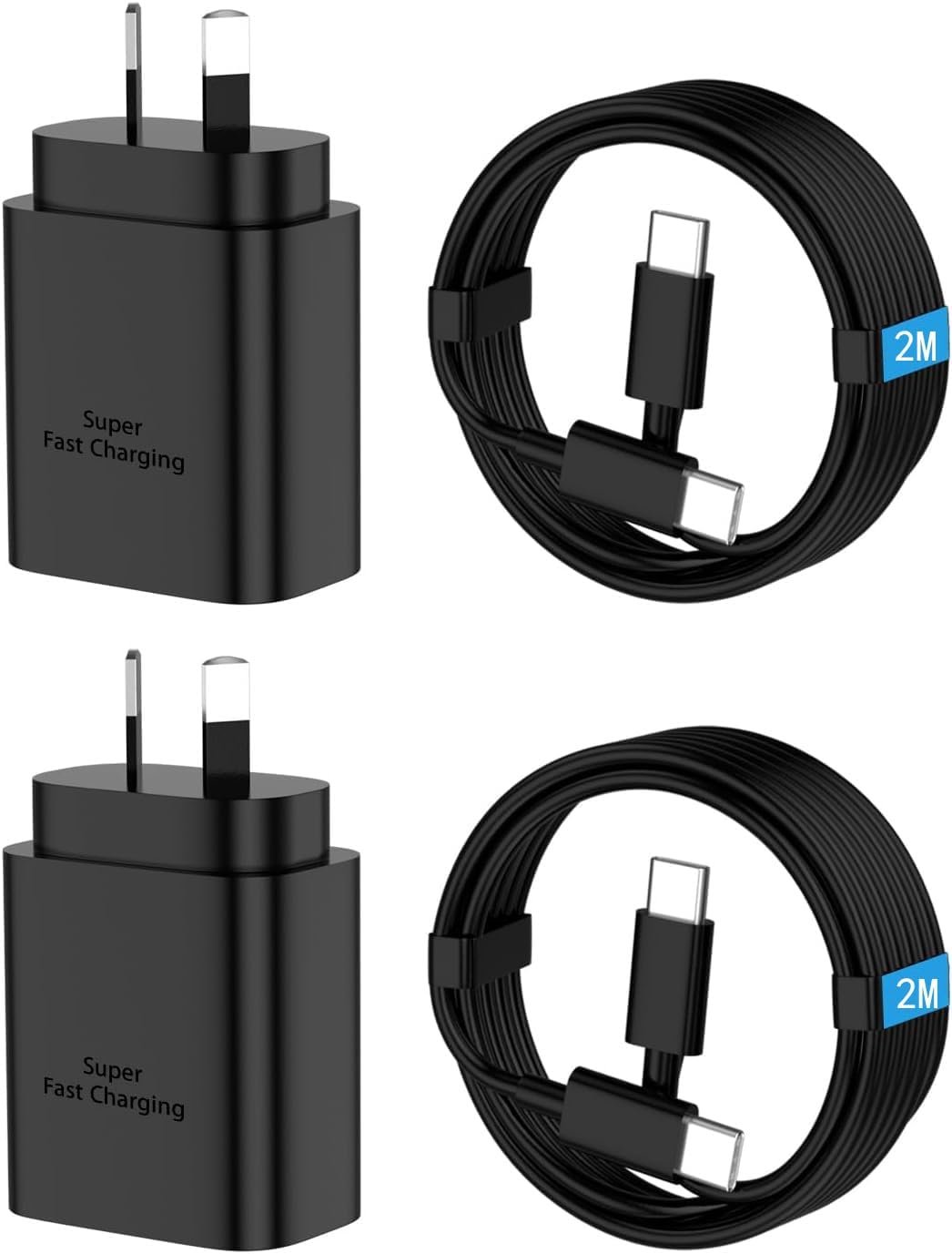 2 Pack 45W USB-C Super Fast Charger with 100W Cable, USB-C Charger Compatible with Samsung Galaxy S25 Ultra/S25 Plus/S25/S24 Ultra/S24+/S24, PPS Charger for iPad Pro