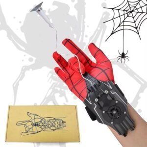 Spider Web Shooters Real,2.0 Upgrade Spider Launcher Glove with 9.8 FT Realistic Web Launcher String, String Gloves Shooters Toy for Superhero Role-Play(Black)