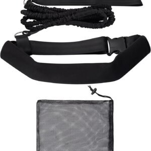 Swimming Training Belt, in Place Swimming Resistance Exerciser Tether, Long Pool Swim Training Belt with Storage Mesh Bag, Harness Stationary Swim Aquatic Resistance Belt for Man Woman