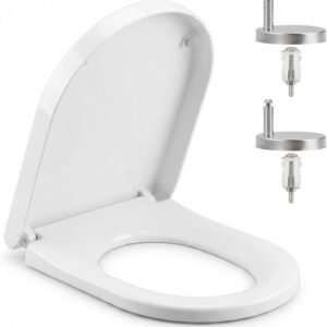 D/U Shape Soft Close Toilet Seat, Easy Clean, Quick Release, White,Suitable for Most Standard D/U-Shaped Toilets, Sturdy and Comfortable, Durability, Quick & Easy Installation