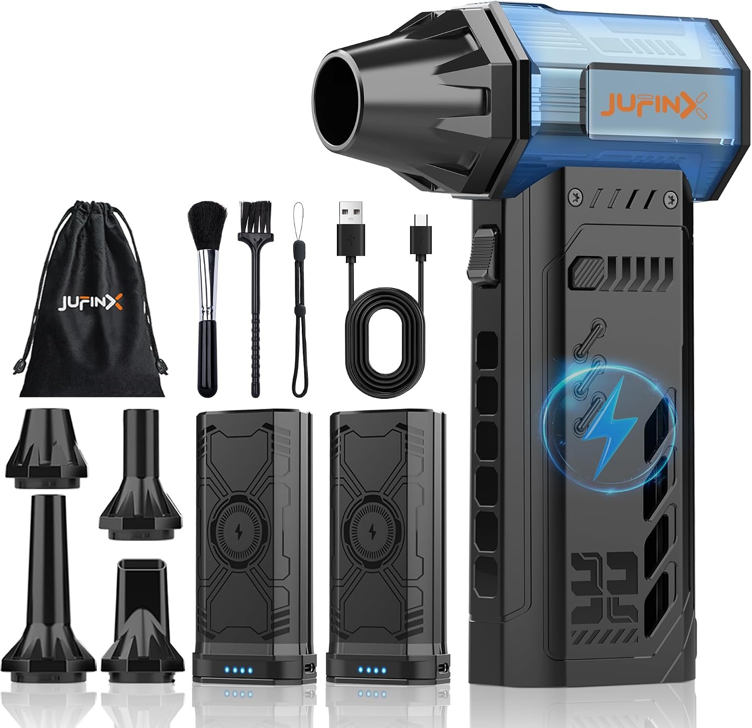 Electric air Duster,250,000RPM Super Power mini Blower,2 Swappable Battery