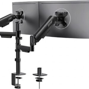 ErGear Vertical Dual Monitor Arms, Stacked Monitor Stand for 13-33″ Screens, Up to 9 kg per Arm, Enhanced Stability with Integrated C-Clamp, Upgraded Cable Management, VESA 75/100mm, EGDMA72B-DS