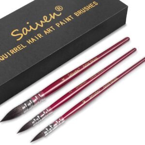 KIKIGOAL Sable Hair Miniature Paint Brushes Set (Red-3)