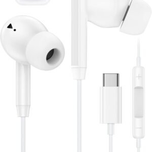 iPhone 17e 17 16 USB C Wired Headphones with Mic, Noise Cancelling Earbuds