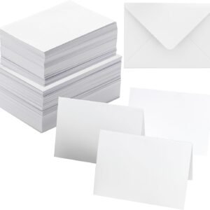 100 Pack Blank 5x7 Cardstock With Envelopes, Premium White Cards Bulk Stationery for Greeting, Invitation, DIY Card Making or Wedding