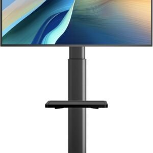 Universal Floor TV Stand, Portable Rolling Floor TV Mount with Wheels, 80 Degree Swivel Height Adjustable for 27 to 65 Inch LCD LED OLED TVs, Holds up to 88 lbs Mobile TV Cart, Max VESA 400x400mm