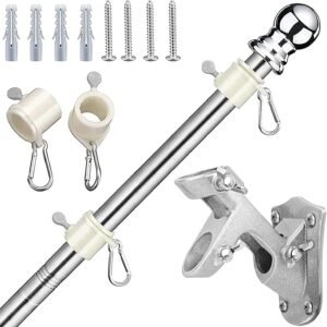 Yotsuba 6 FT Telescoping Flagpole Kit Holder Set- Adjustable Aluminum Flag Pole for Yard, Garden, Wall, Truck | Easy Install, Rust-Resistant, Includes Holder & Hardware